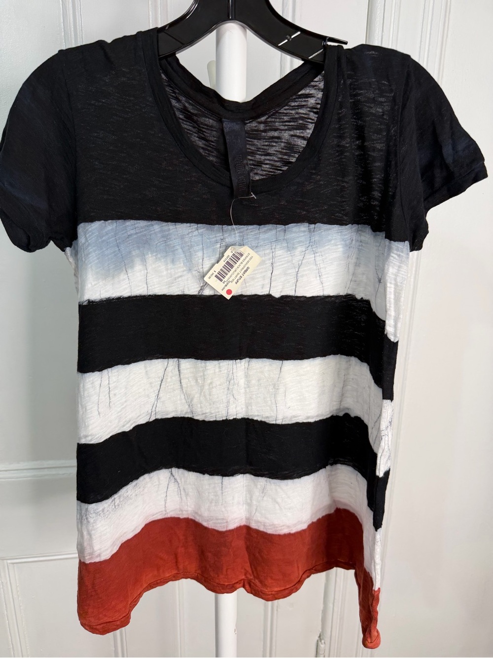 NWT GILDA MIDANI Monoprix stripes black urucum shirt
